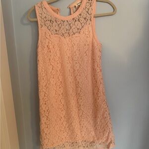Peach Lace Sleeveless Shift Dress